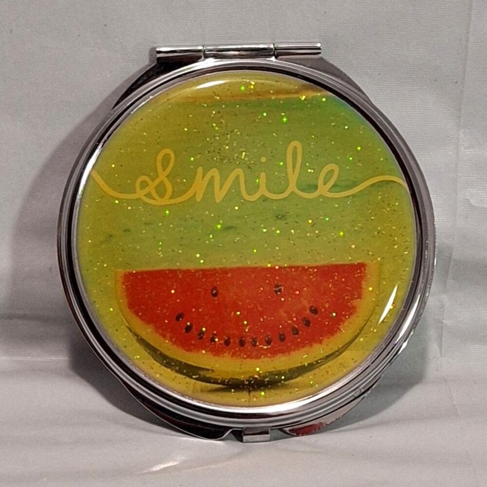 Unbranded Watermelon “Smile” Design & Silver Embossed Round Mirror